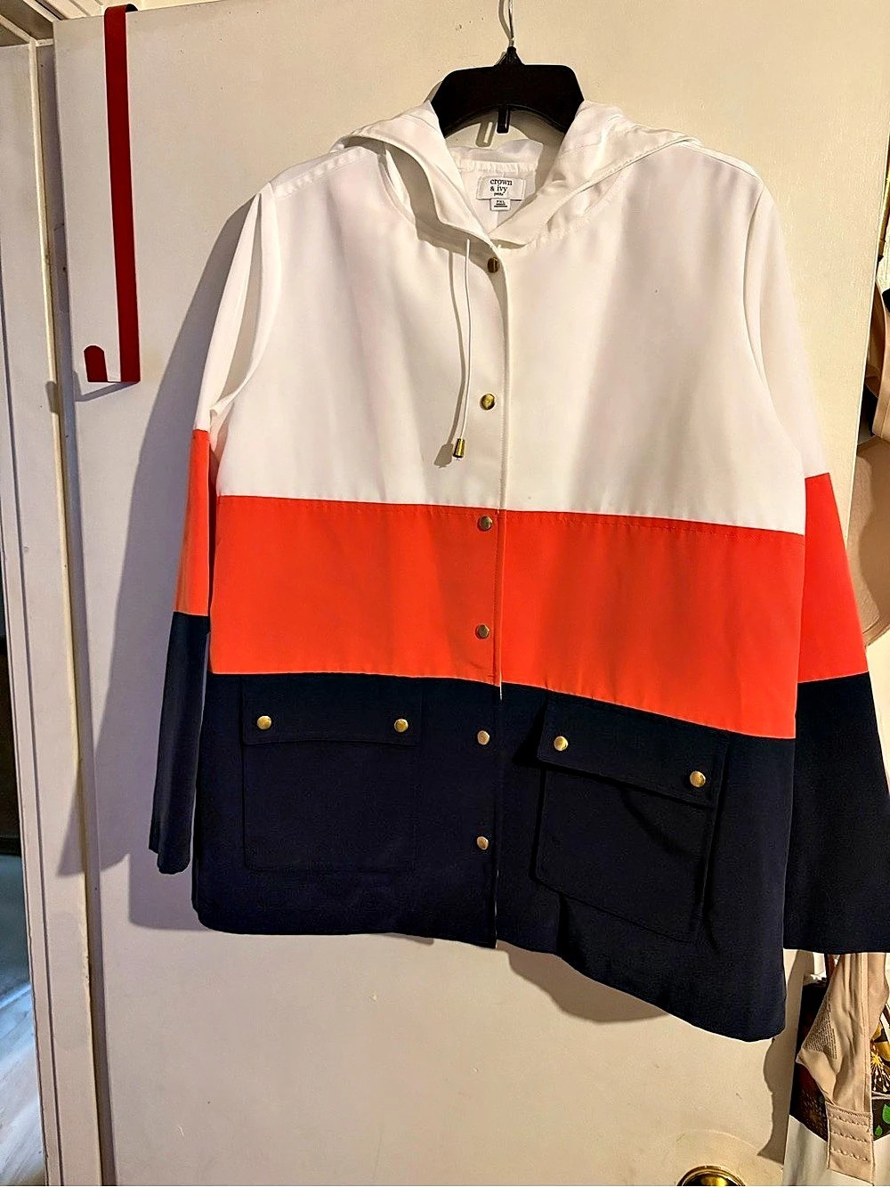 Crown & Ivy Color Block Hooded Utility Jacket PXL
